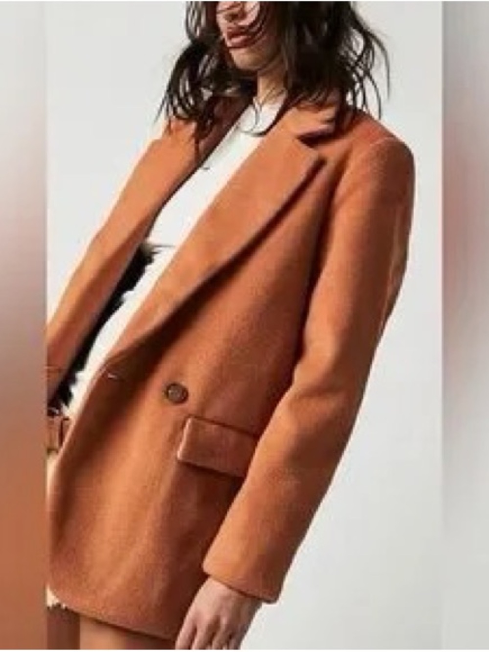 Free People Single-Button Blazer Jacket in Rust